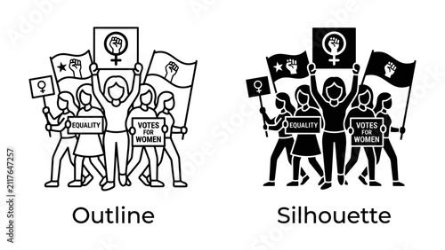 Feminist March: A powerful depiction of a feminist protest, with individuals holding signs advocating for equality and women's rights, symbolizing the collective voice of change.
