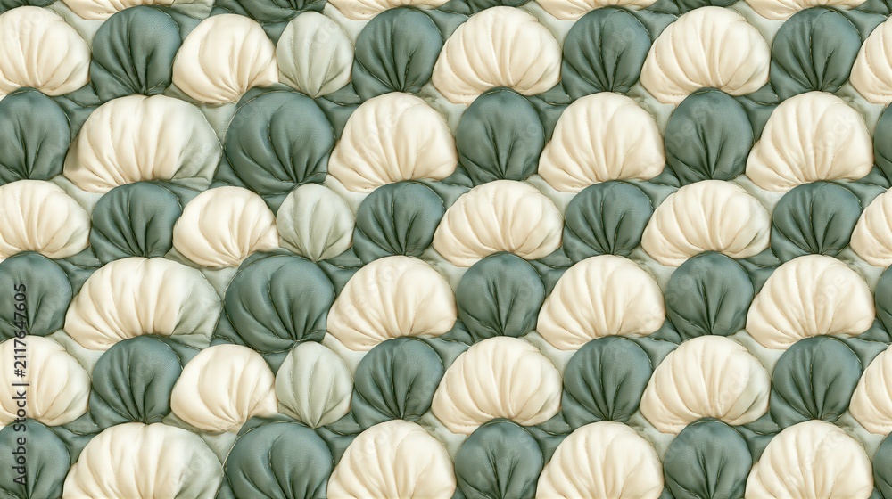 Obraz premium Seamless repeating pattern of soft quilted puff in sage and cream tone