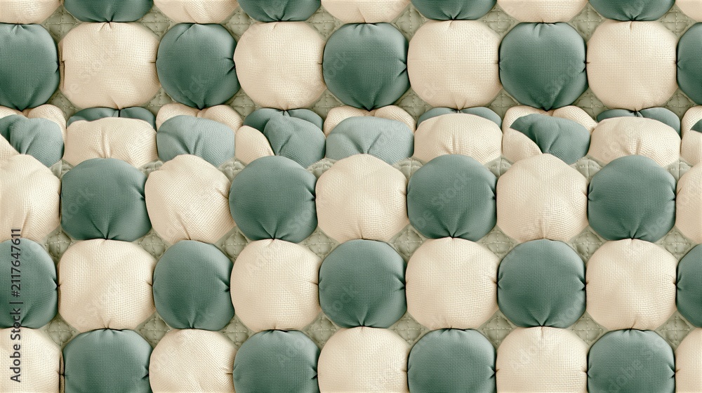 Obraz premium Seamless repeating pattern of soft quilted puff in sage and cream tone with soft copy space for text