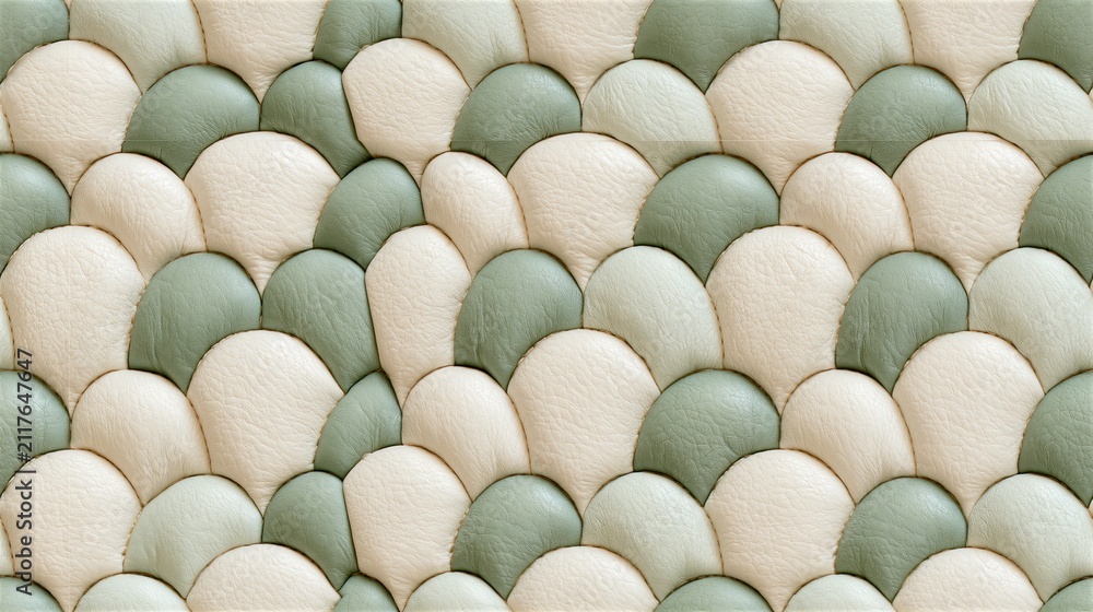Obraz premium Seamless repeating pattern of soft quilted puff in sage and cream tone in a calm minimal composition