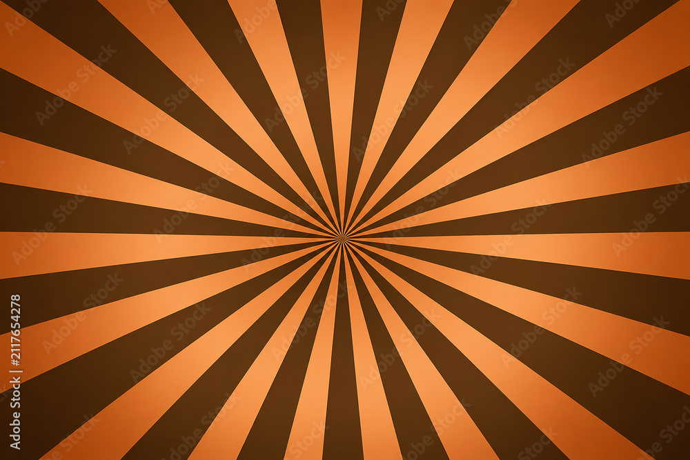 Obraz premium Vintage Orange Grunge Sunburst Rays Background with Retro Aged Paper Texture, Distressed Vector Pattern, Antique Light Burst Design and Old Wallpaper Illustration Style