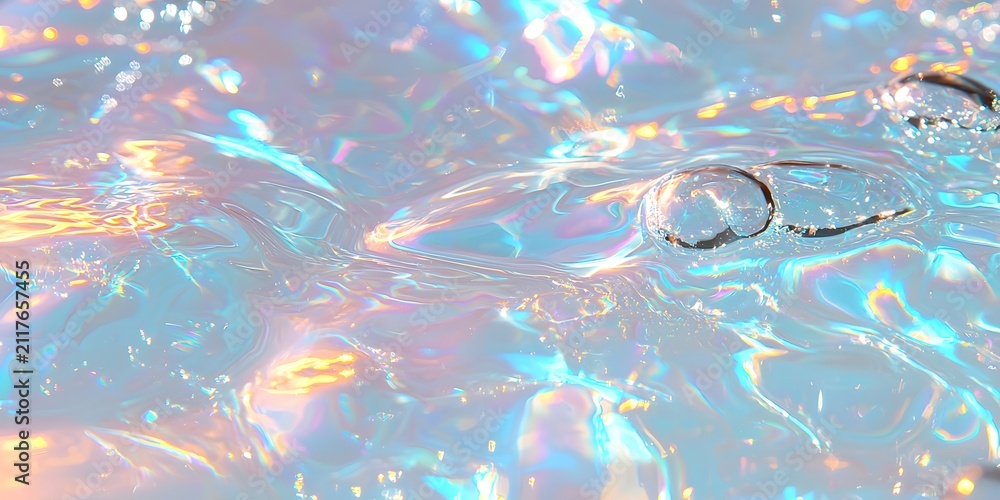 Obraz premium Iridescent water surface with reflections