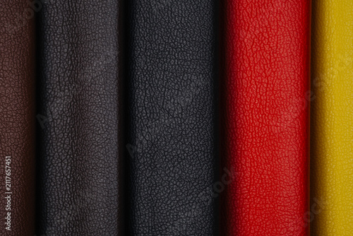 Foto Multiple colors of textured material arranged vertically