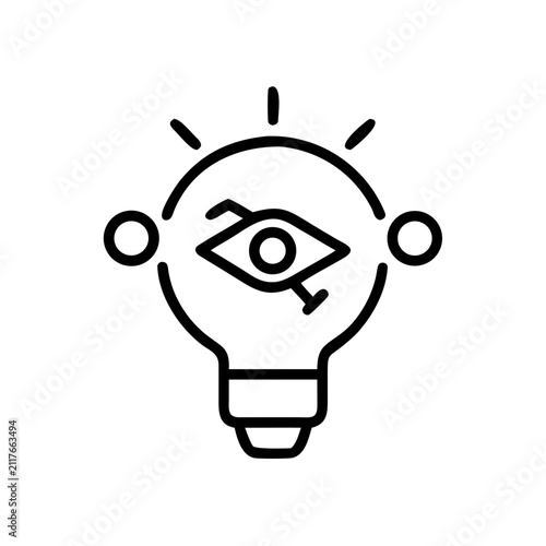 Lightbulb with eye icon representing idea innovation insight.
