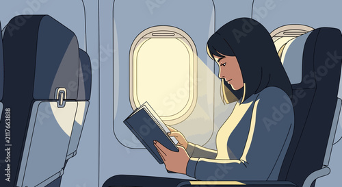 Woman Using Smart Device on Public Transport for Travel Comfort