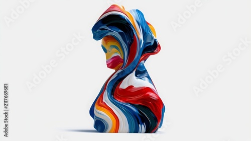 Abstract colorful 3D digital artwork isolated on a white background. 