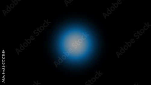 Glowing blue glowing orb pulsing light animation on black background.