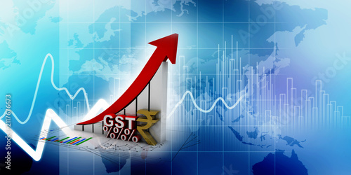 3d rendering Stock market online business concept. business Graph with indian rupee sign