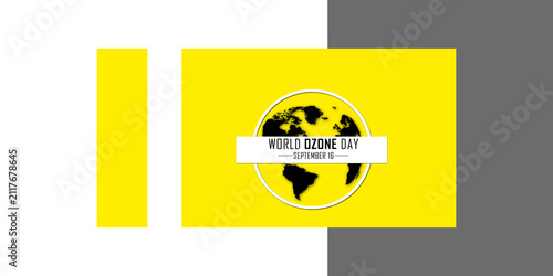 World Ozone Day Concept with Earth Globe Icon on Yellow Background, September 16 International Day for the Preservation of the Ozone Layer Banner