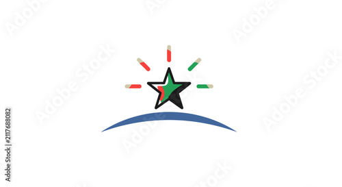 Pan-African colored star over blue horizon Juneteenth graphic.