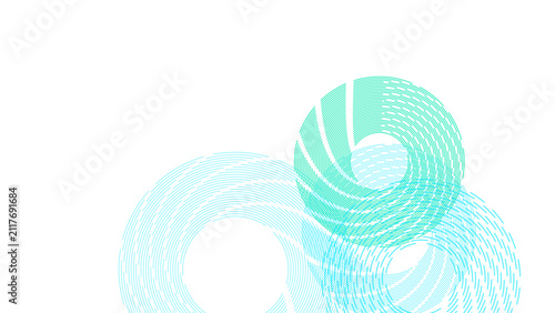 Foto Circles background incorporates overlapping teal rings with intricate patterns to establish a sense of connectivity and technological advancement for modern corporate branding or innovative design