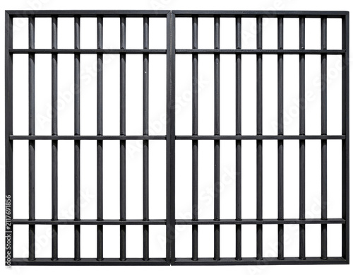 Black metal prison bars gate
