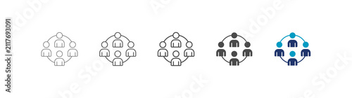 collaboration icon set consisting of multiple styles vector illustration. editable stroke