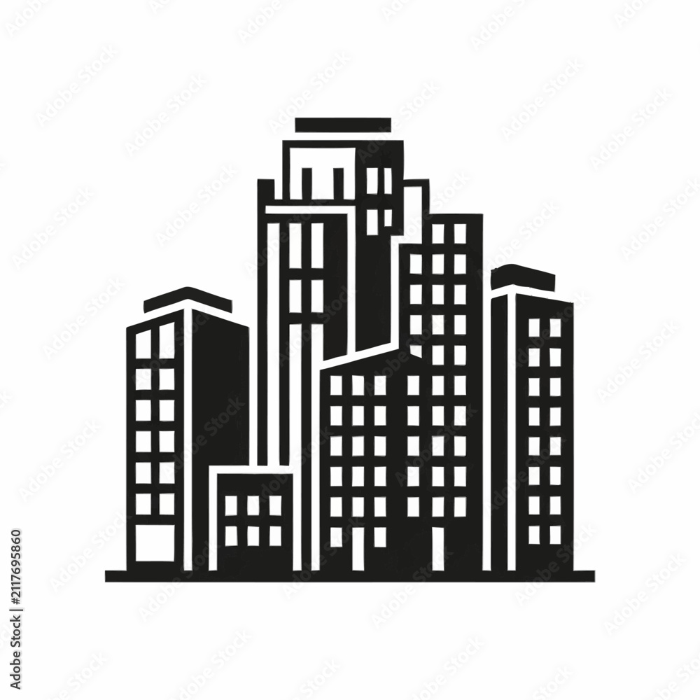 Fototapeta premium Modern Urban Skyscraper Cityscape Illustration.