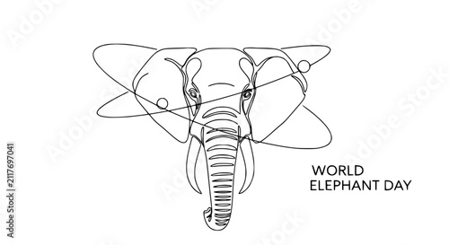 Foto Minimalist Elephant Head Line Art - World Elephant Day Celebration