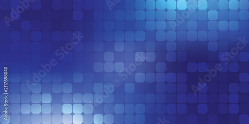 Abstract Blue Geometric Mosaic Background with Rounded Squares and Luminous Highlights
