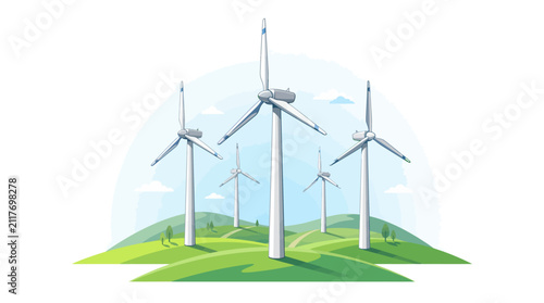 wind turbine and green grass