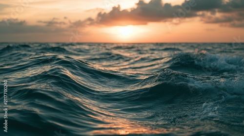 Open ocean twilight concept of vastness and freedom selective focus adventure spirit theme ethereal Double exposure endless sea backdrop