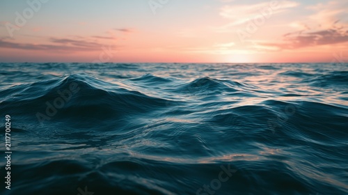 Open ocean twilight concept of vastness and freedom selective focus adventure spirit theme ethereal Double exposure endless sea backdrop