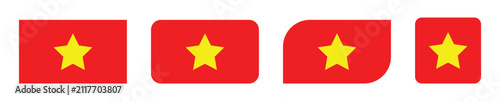 Bild auf Leinwand Vietnam Flag Set Rectangle Rounded Waving and Square National Flag Icon Vector I