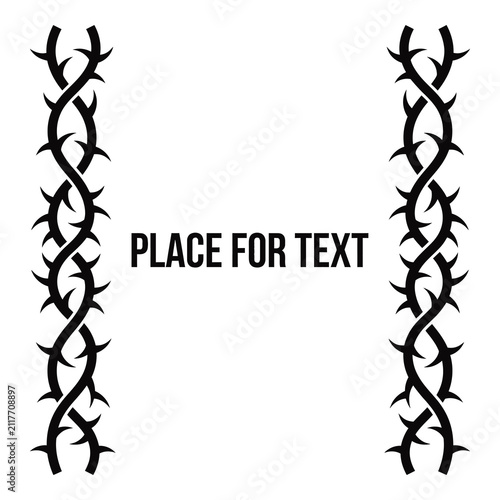 Barbed wire border design with text placeholder on white background icon