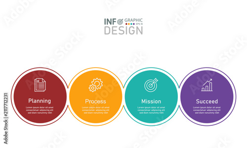 Business Infographic Template 4 Steps Circle Options Presentation Timeline Diagram Layout