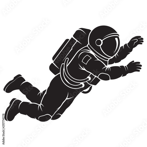 Foto Single vector silhouette of an astronaut floating in zero gravity space