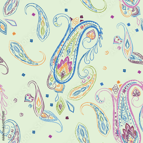 Paisley seamless pattern. Vector illustration, ethnic motif, ornament