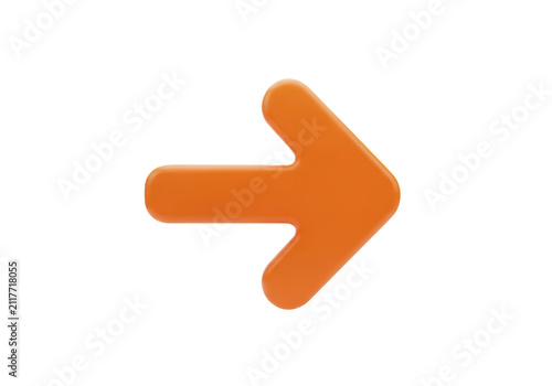 3d render of an orange arrow pointing to the right isolated on transparent background