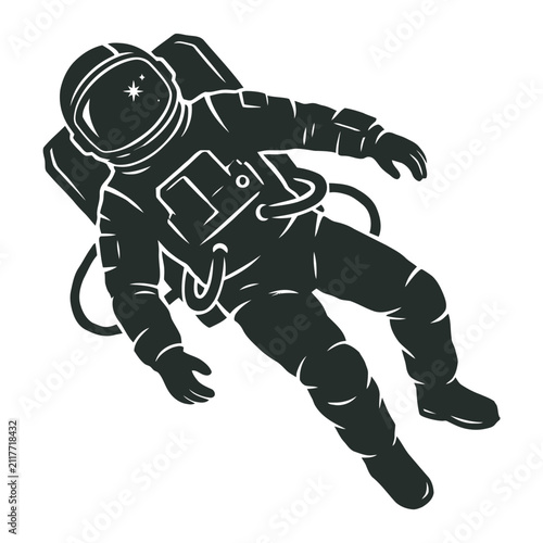 Fotografía Single vector silhouette of an astronaut floating in zero gravity space