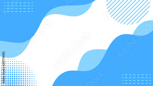 Blue Abstract Fluid Wave Vector Background, Modern Curved Liquid Shapes Frame with Halftone and Stripe Elements 