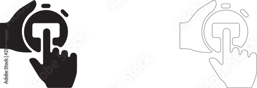 Fotografie Finger pressing timer button vector icon filled and outline, time tracking and interval workout symbol