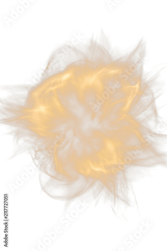 Abstract golden smoke swirl on white background