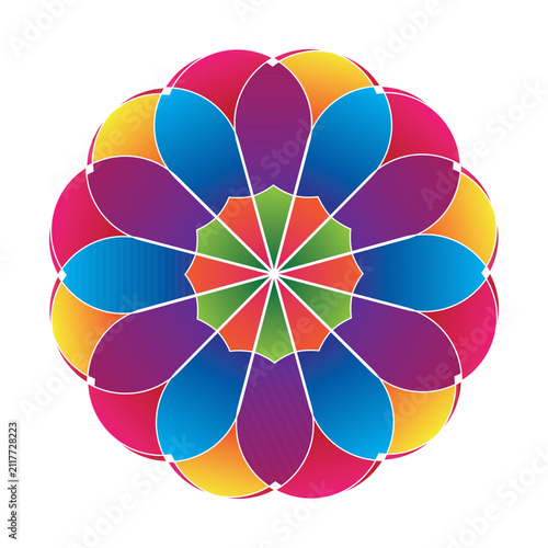 Colorful Geometric Mandala Flower Vector Design Logo