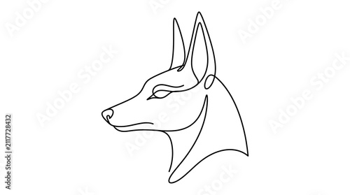 Konstfotografi Continuous Line Drawing of Anubis Head Ancient Egyptian God Jackal