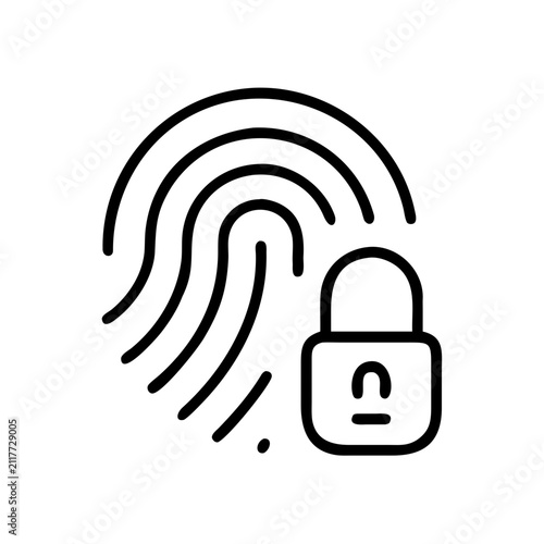 Fingerprint unlock access line icon isolated on transparent background.