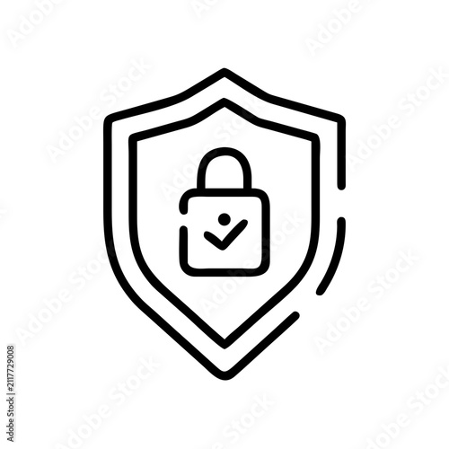 Secure data protection line icon isolated on transparent background.