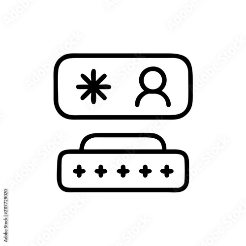 Login icon password symbol user computer interface username field.