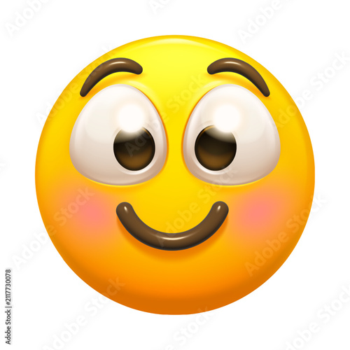 Fotografie Flushed shy smiling emoji wide eyes