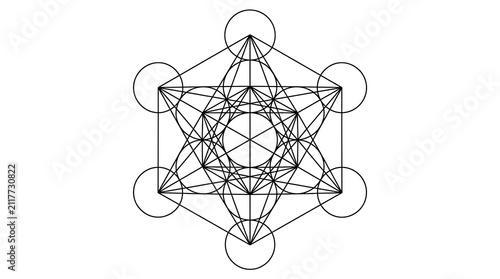 Quadro su tela Metatron's Cube Sacred Geometry Symbol Isolated on White Background