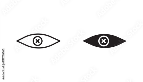 Modern visibility off icon set, collection featuring outline and solid styles. Ideal for privacy settings, hidden content, password visibility, and security interfaces.