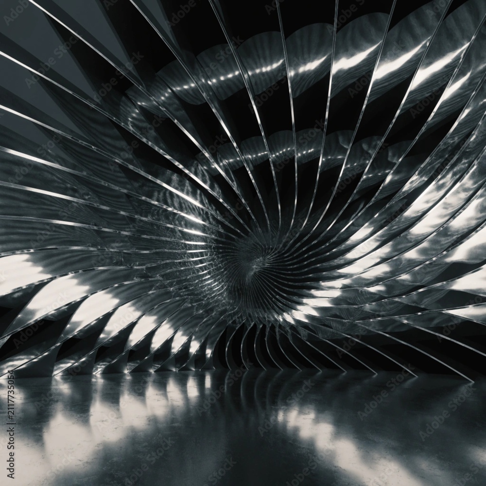 Obraz premium Abstract 3d dark metallic circular pipe structure vortex tunnel