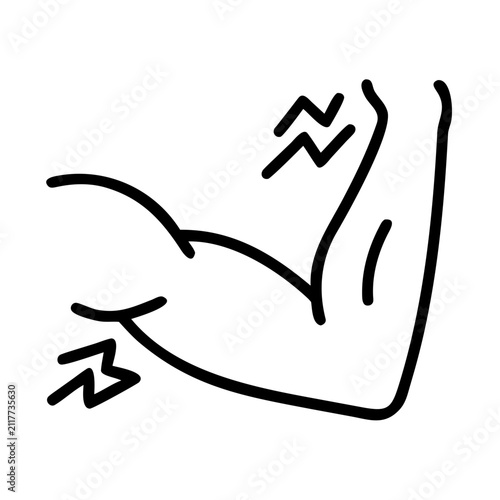 Bicep muscle pain icon illustrating arm strain and tendonitis relief.