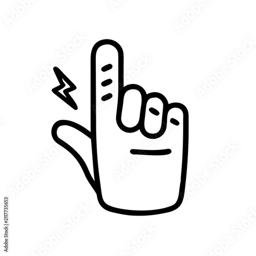 Hand pain icon electric shock finger pain discomfort symbol.