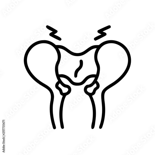 Hip pain icon electric shock joint pain discomfort symbol.