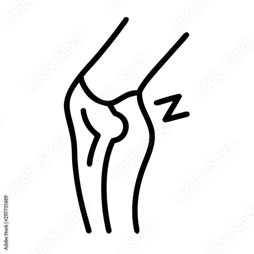 Knee injury and joint pain line icon symbolizing physical discomfort.