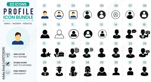 Profile Icon Bundle Collection User Avatar, Account and People Vector Icons SetProfile Icon Bundle Collection User Avatar, Account and People Vector Icons Set