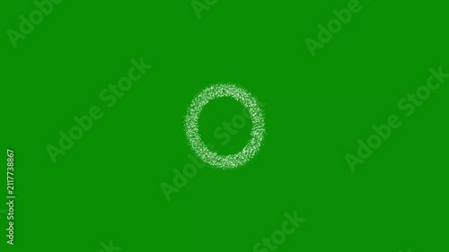 Luminous 3D glitter circle explosion, white sparkling particle ring animation, magical fairy dust burst, chroma key green screen overlay on, 4k vfx motion graphics