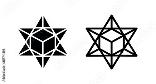Foto Sacred geometry Merkaba star icon, spiritual symbol and abstract geometric shape