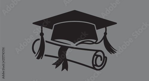 Obraz na plátně a graduation cap (mortarboard) and diploma certificate scroll, symbolizing acade